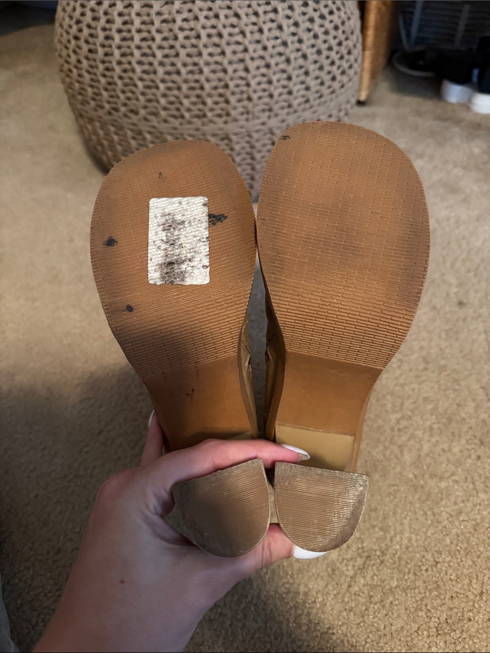 Y2K Chunky Tan Heeled Boots - Picture 5 of 11